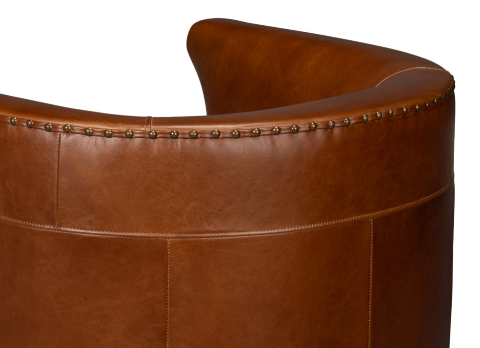 American Home Furniture | Sarreid - Spencer Distilled Leather Swivel Chair