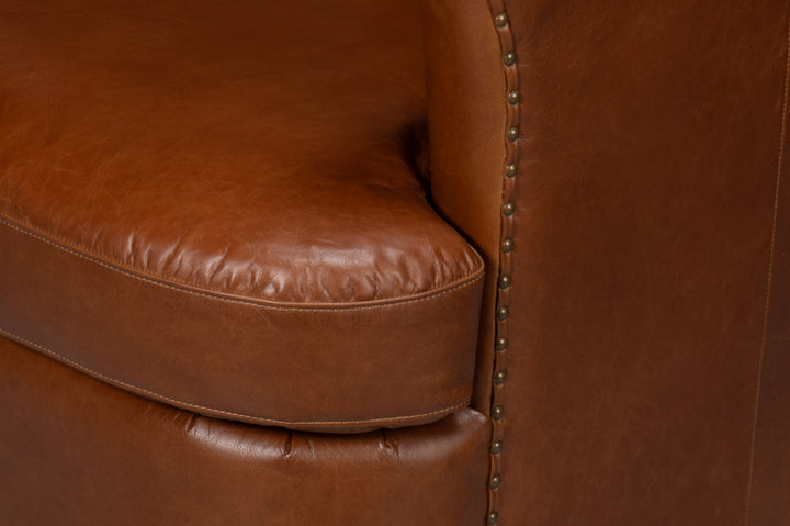 American Home Furniture | Sarreid - Spencer Distilled Leather Swivel Chair