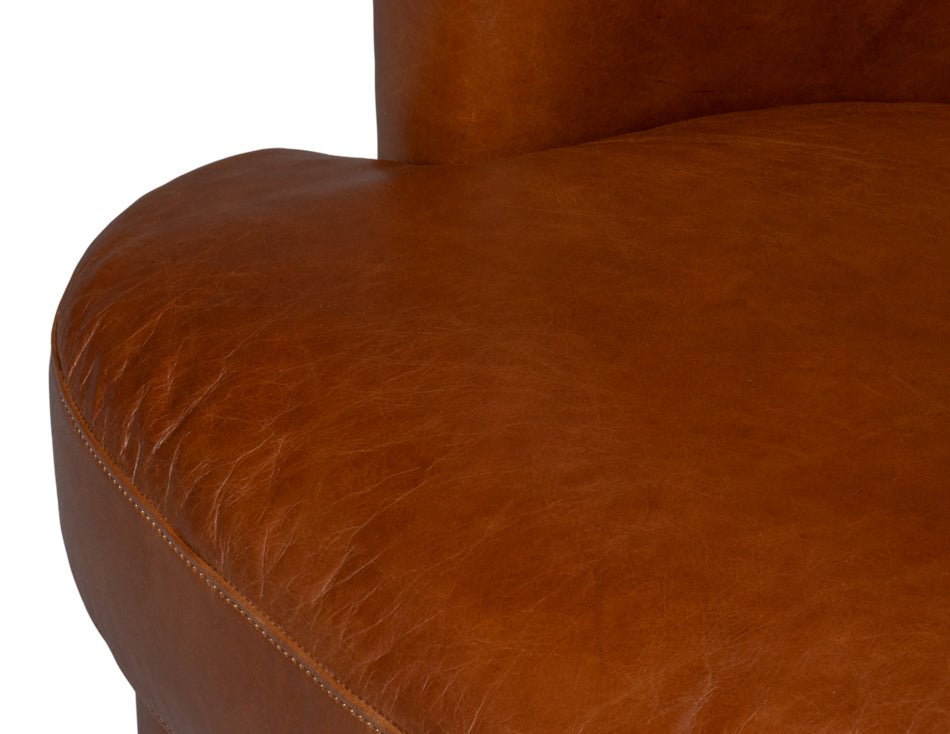 American Home Furniture | Sarreid - Spencer Distilled Leather Swivel Chair