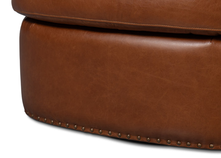 American Home Furniture | Sarreid - Spencer Distilled Leather Swivel Chair