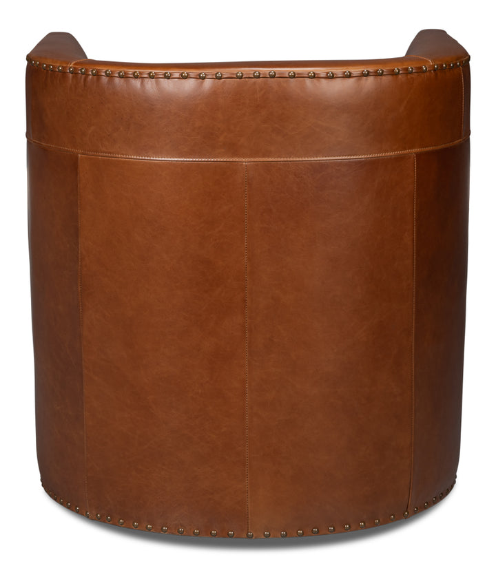 American Home Furniture | Sarreid - Spencer Distilled Leather Swivel Chair