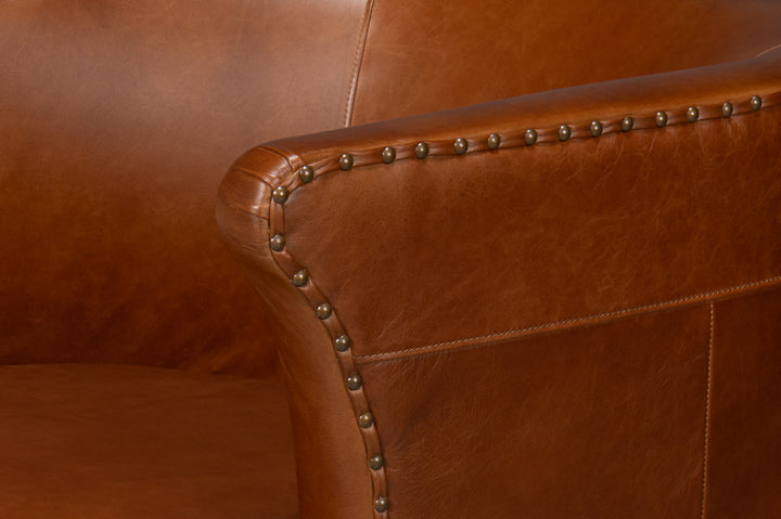 American Home Furniture | Sarreid - Spencer Distilled Leather Swivel Chair