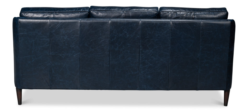 American Home Furniture | Sarreid - Alehandro Leather Sofa - Chateau Blue