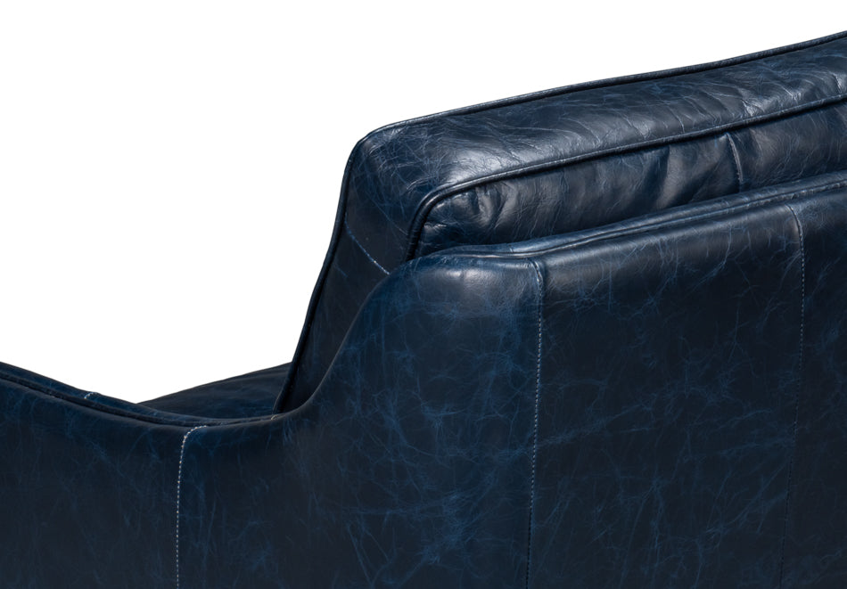 American Home Furniture | Sarreid - Alehandro Leather Sofa - Chateau Blue