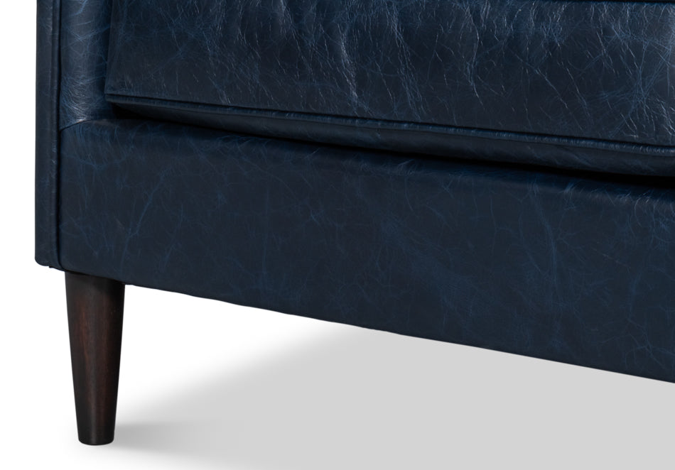 American Home Furniture | Sarreid - Alehandro Leather Sofa - Chateau Blue