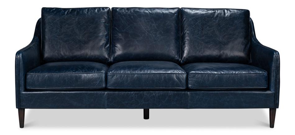 Sarreid Alehandro Leather Sofa - Chateau Blue SOFAS + SECTIONALS