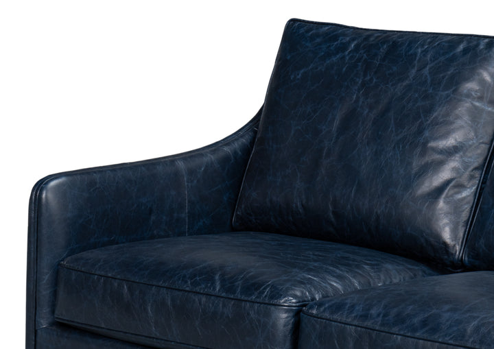 American Home Furniture | Sarreid - Alehandro Leather Sofa - Chateau Blue