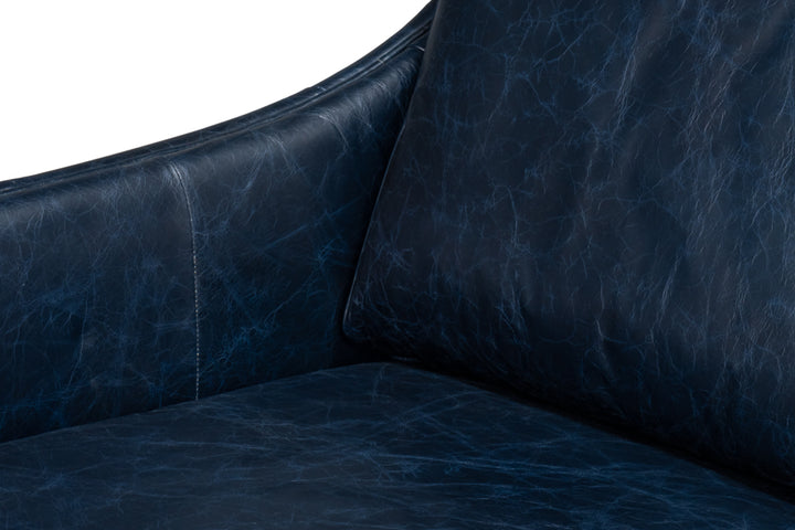 American Home Furniture | Sarreid - Alehandro Leather Sofa - Chateau Blue