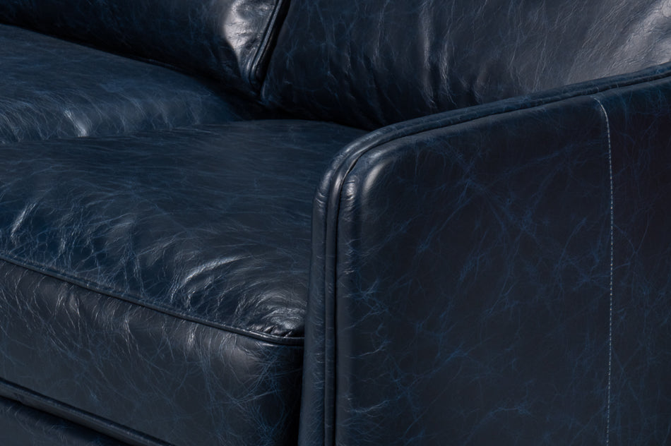 American Home Furniture | Sarreid - Alehandro Leather Sofa - Chateau Blue