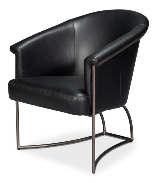 Sarreid Nagel Distilled Leather Chair Onyx Black ACCENT + LOUNGE CHAIRS