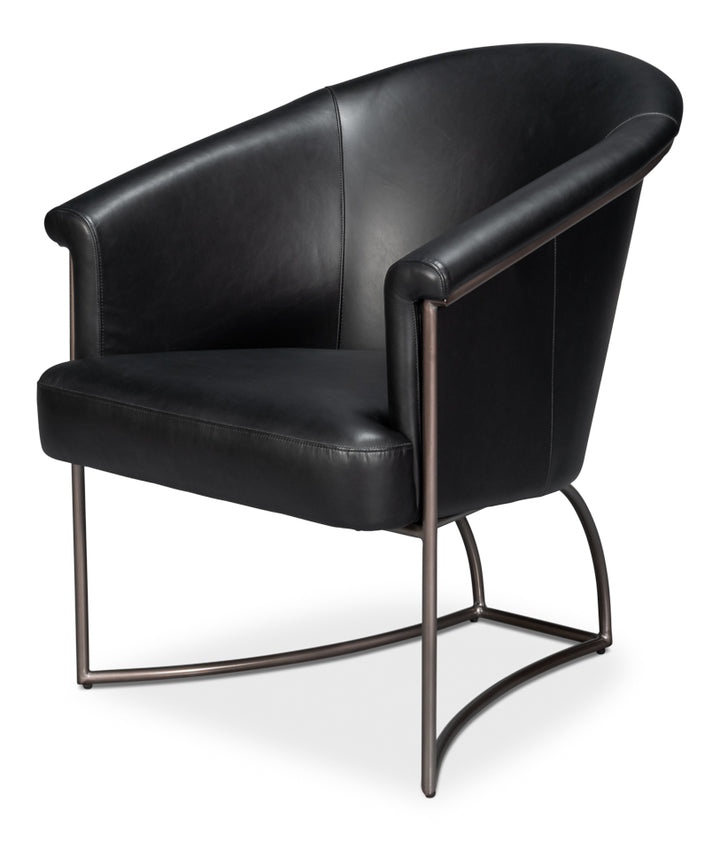 American Home Furniture | Sarreid - Nagel Distilled Leather Chair Onyx Black