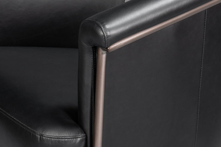 American Home Furniture | Sarreid - Nagel Distilled Leather Chair Onyx Black