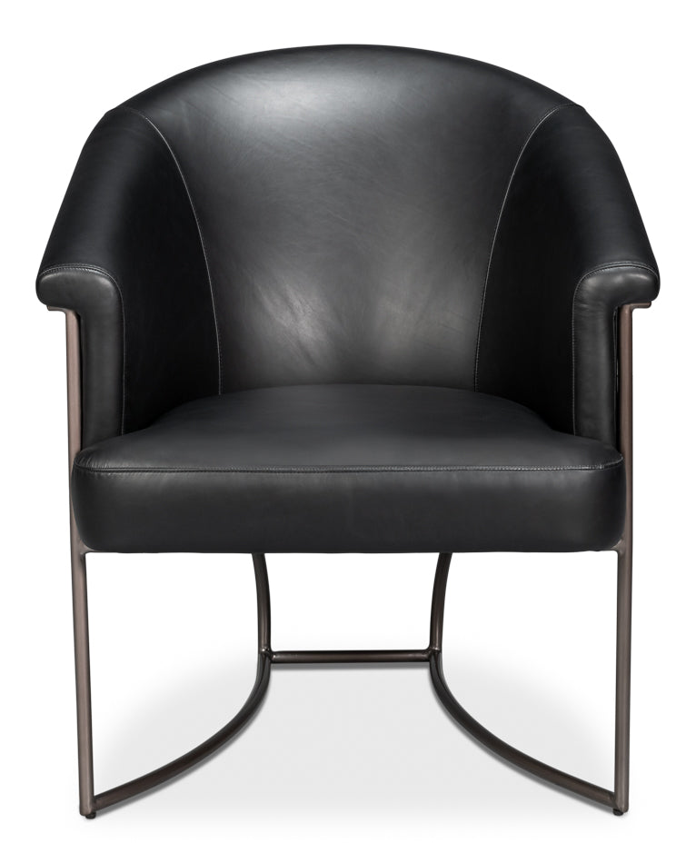 American Home Furniture | Sarreid - Nagel Distilled Leather Chair Onyx Black