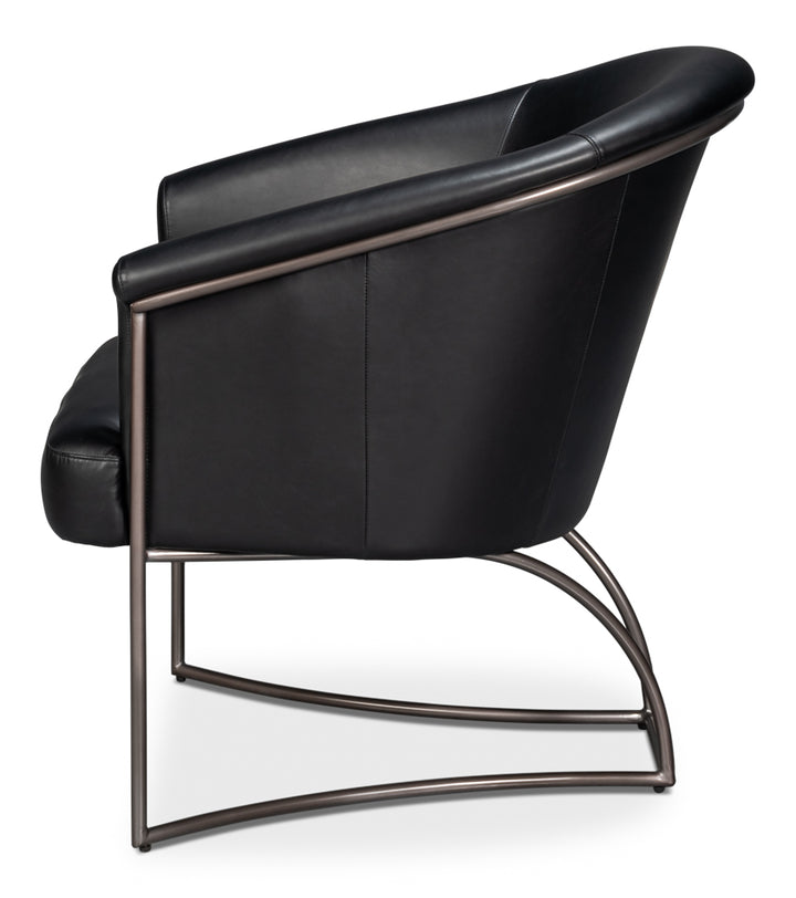 American Home Furniture | Sarreid - Nagel Distilled Leather Chair Onyx Black