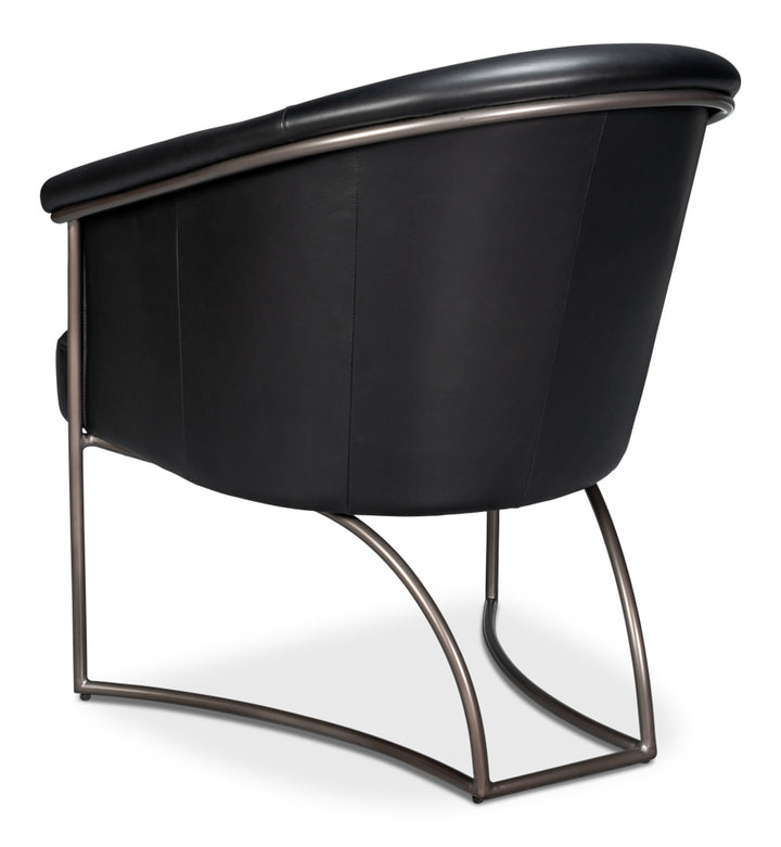 American Home Furniture | Sarreid - Nagel Distilled Leather Chair Onyx Black