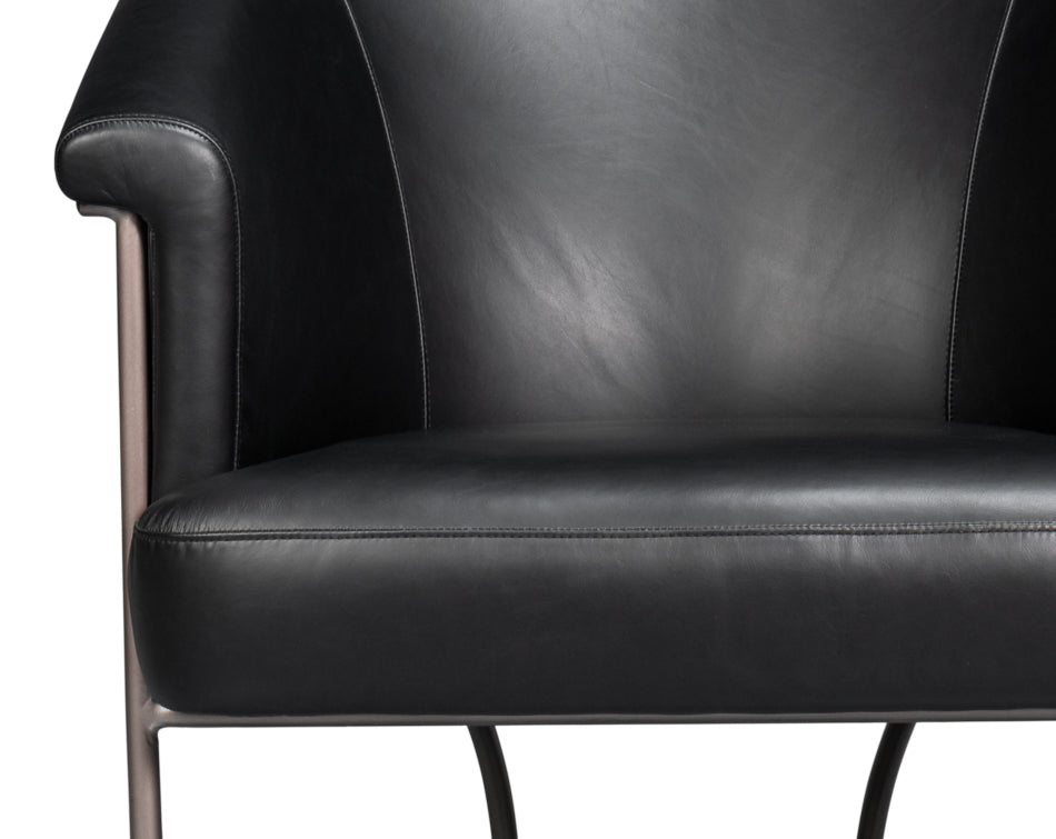 American Home Furniture | Sarreid - Nagel Distilled Leather Chair Onyx Black