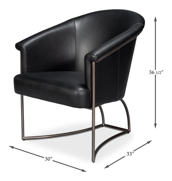 American Home Furniture | Sarreid - Nagel Distilled Leather Chair Onyx Black