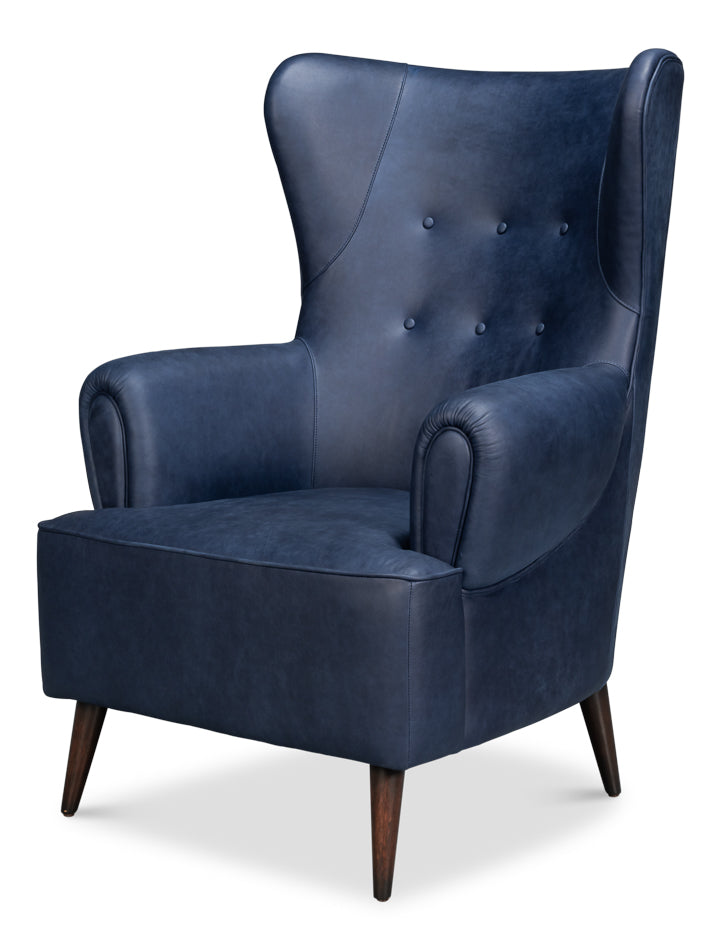 American Home Furniture | Sarreid - Hightower Distilled Leather Chair Blue