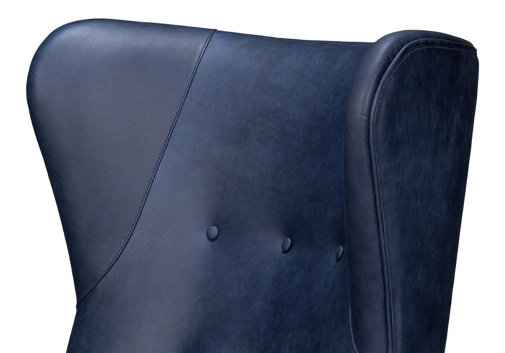 American Home Furniture | Sarreid - Hightower Distilled Leather Chair Blue