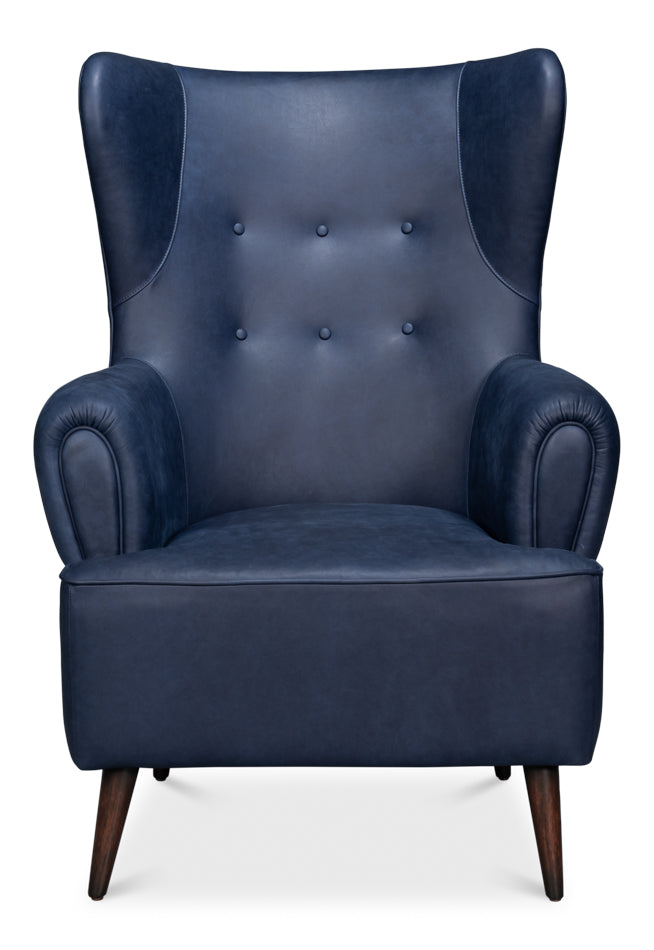 American Home Furniture | Sarreid - Hightower Distilled Leather Chair Blue