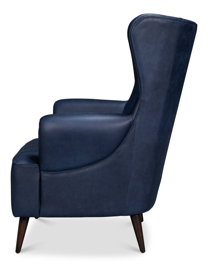 American Home Furniture | Sarreid - Hightower Distilled Leather Chair Blue