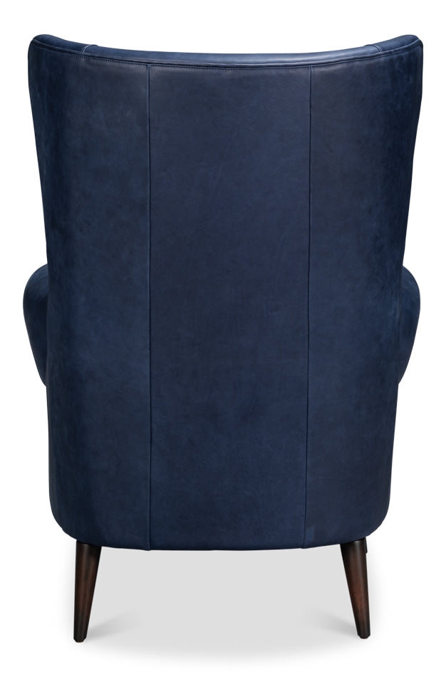 American Home Furniture | Sarreid - Hightower Distilled Leather Chair Blue