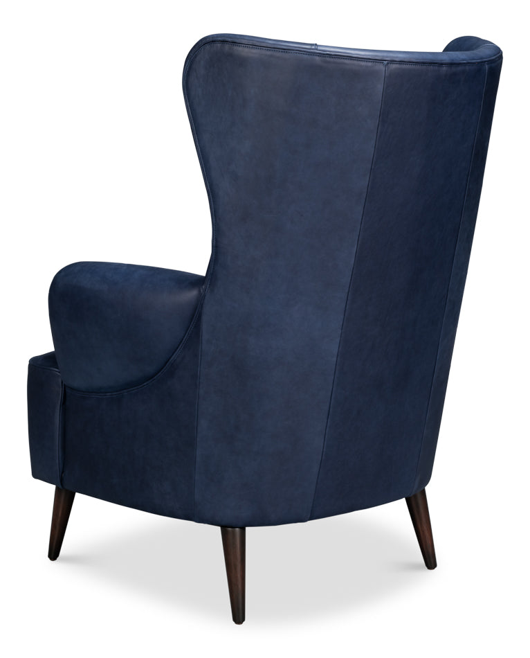 American Home Furniture | Sarreid - Hightower Distilled Leather Chair Blue