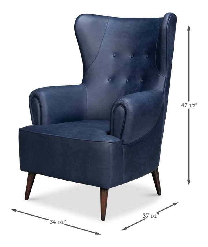 American Home Furniture | Sarreid - Hightower Distilled Leather Chair Blue