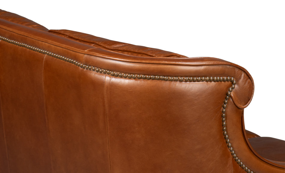 American Home Furniture | Sarreid - Philipe Distilled Leather Sofa Brown