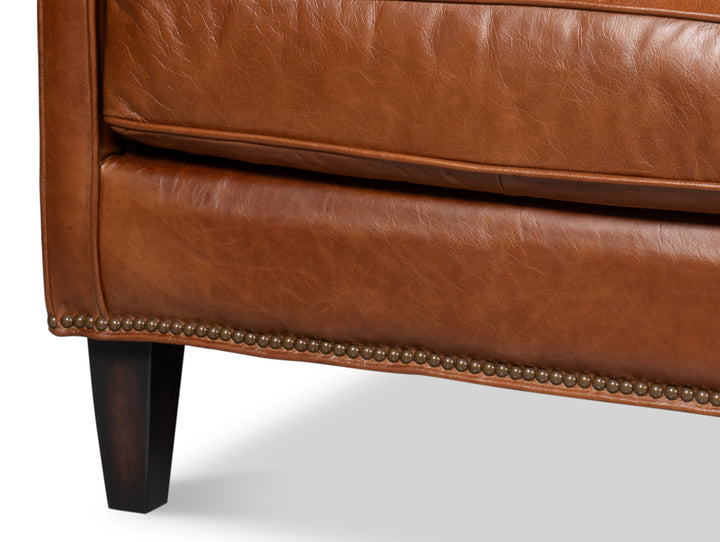 American Home Furniture | Sarreid - Philipe Distilled Leather Sofa Brown
