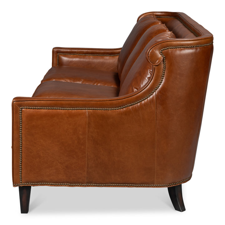 American Home Furniture | Sarreid - Philipe Distilled Leather Sofa Brown