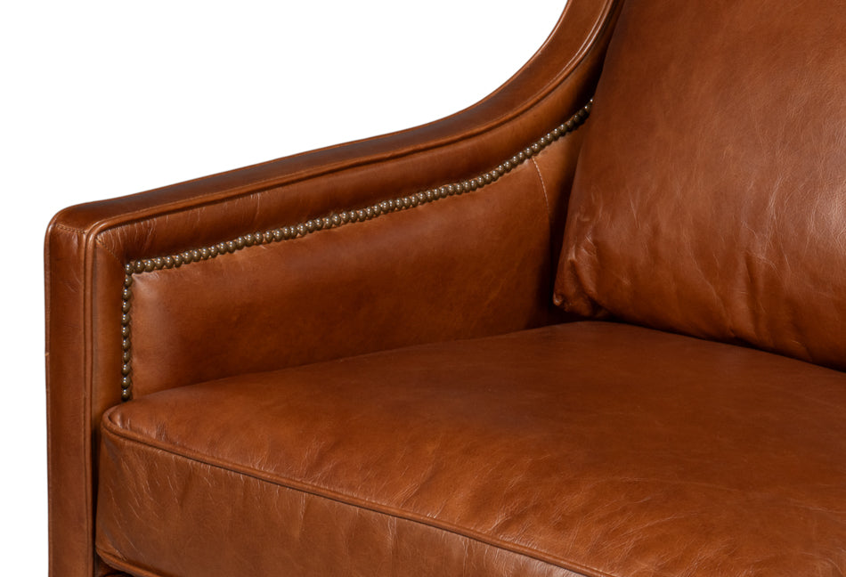 American Home Furniture | Sarreid - Philipe Distilled Leather Sofa Brown