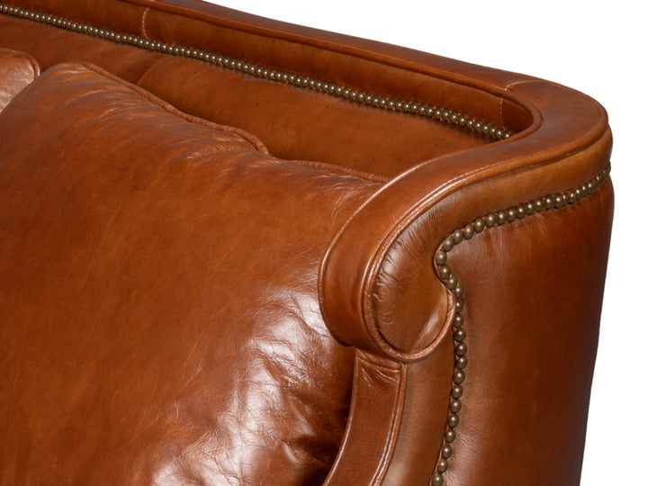 American Home Furniture | Sarreid - Philipe Distilled Leather Sofa Brown