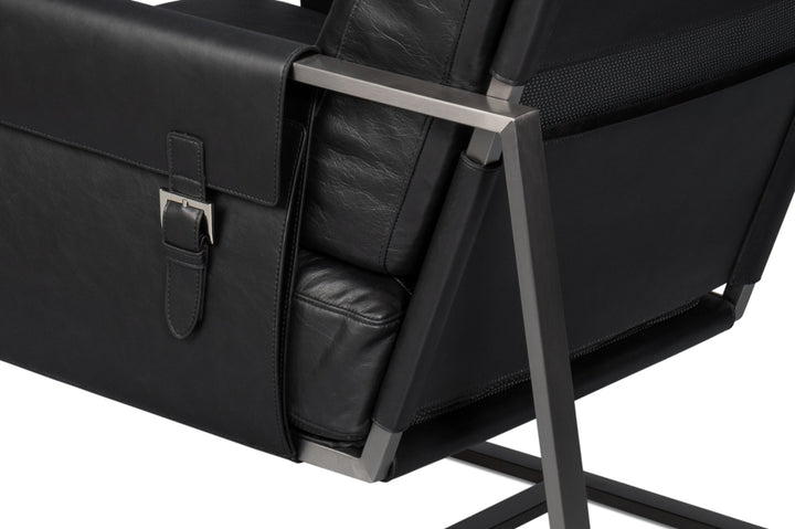 American Home Furniture | Sarreid - Edmonds Distilled Leather Chair Onyx Blk