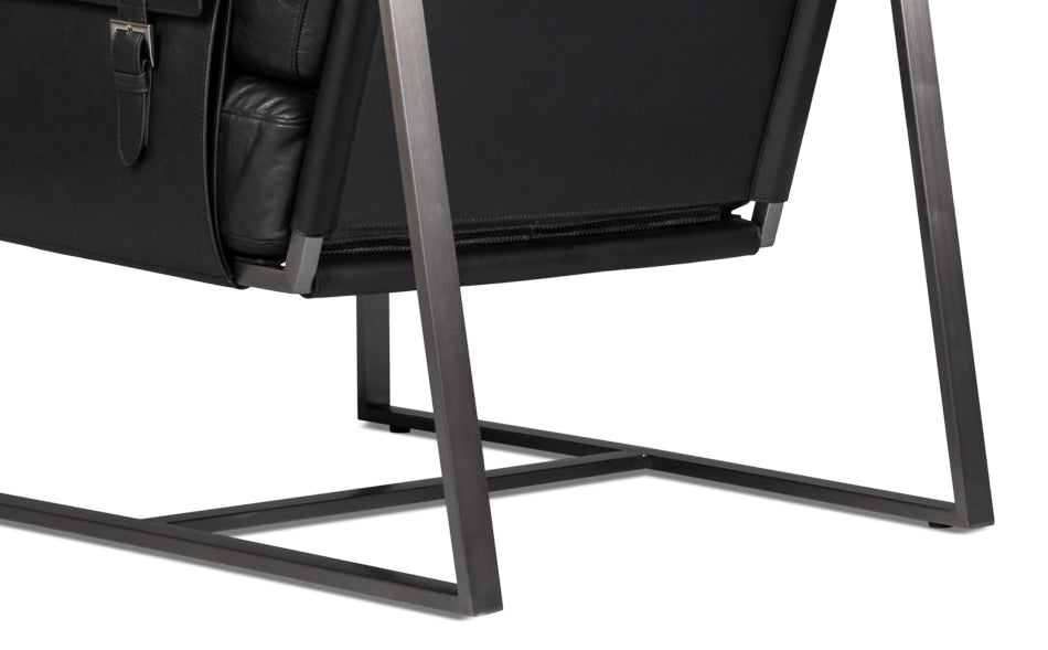 American Home Furniture | Sarreid - Edmonds Distilled Leather Chair Onyx Blk