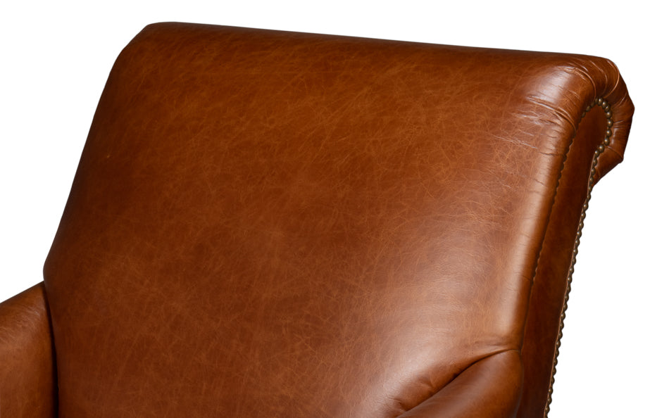 American Home Furniture | Sarreid - Gaston Distilled Leather Chair - Brown