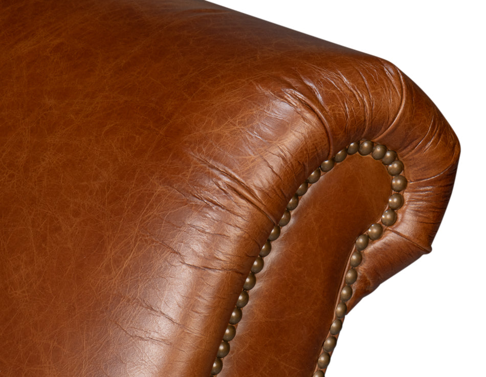 American Home Furniture | Sarreid - Gaston Distilled Leather Chair - Brown