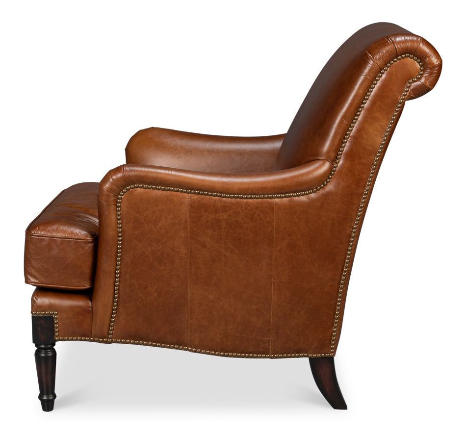 American Home Furniture | Sarreid - Gaston Distilled Leather Chair - Brown