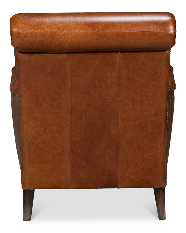 American Home Furniture | Sarreid - Gaston Distilled Leather Chair - Brown