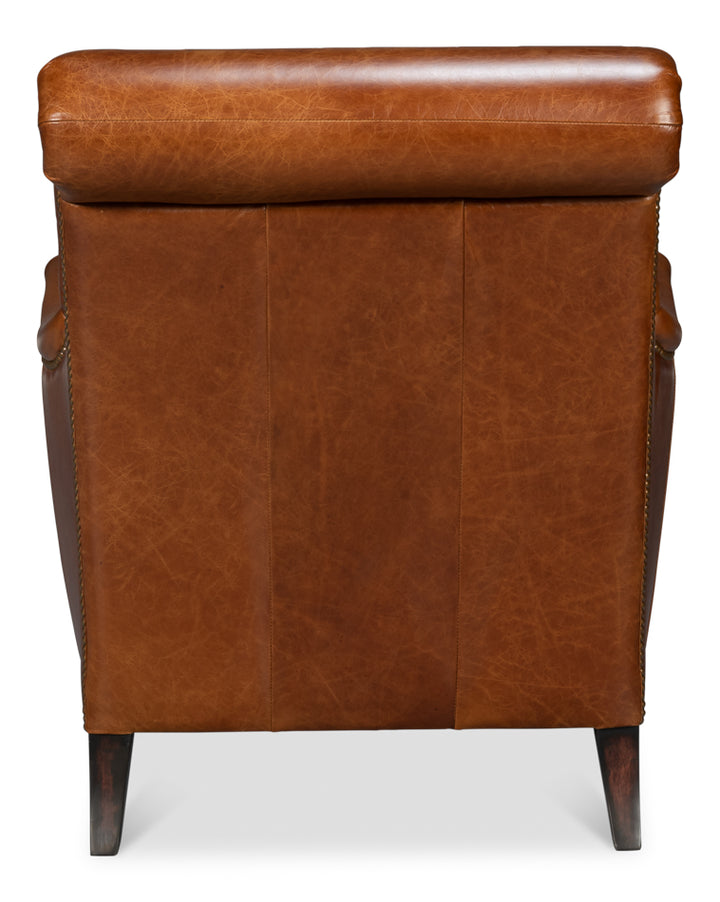 American Home Furniture | Sarreid - Gaston Distilled Leather Chair - Brown