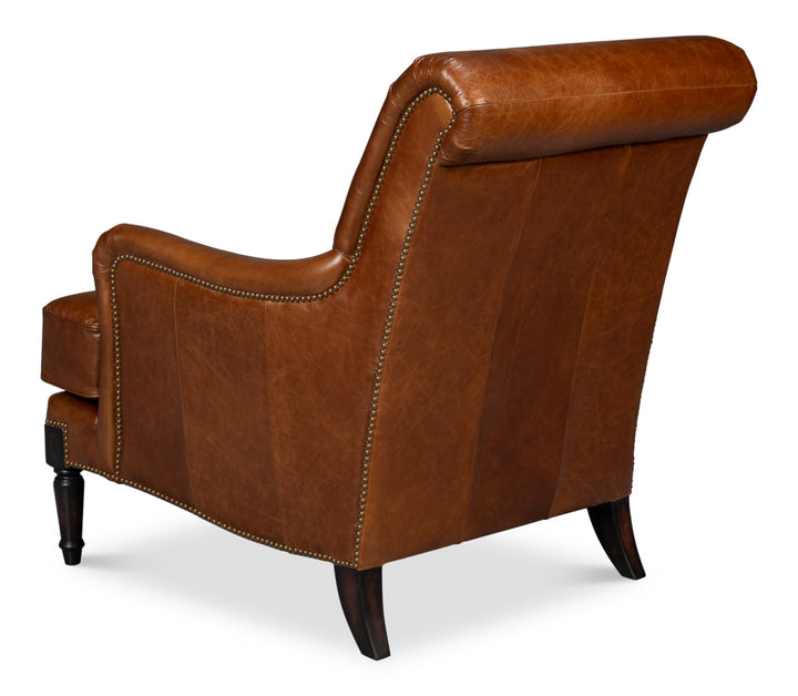 American Home Furniture | Sarreid - Gaston Distilled Leather Chair - Brown