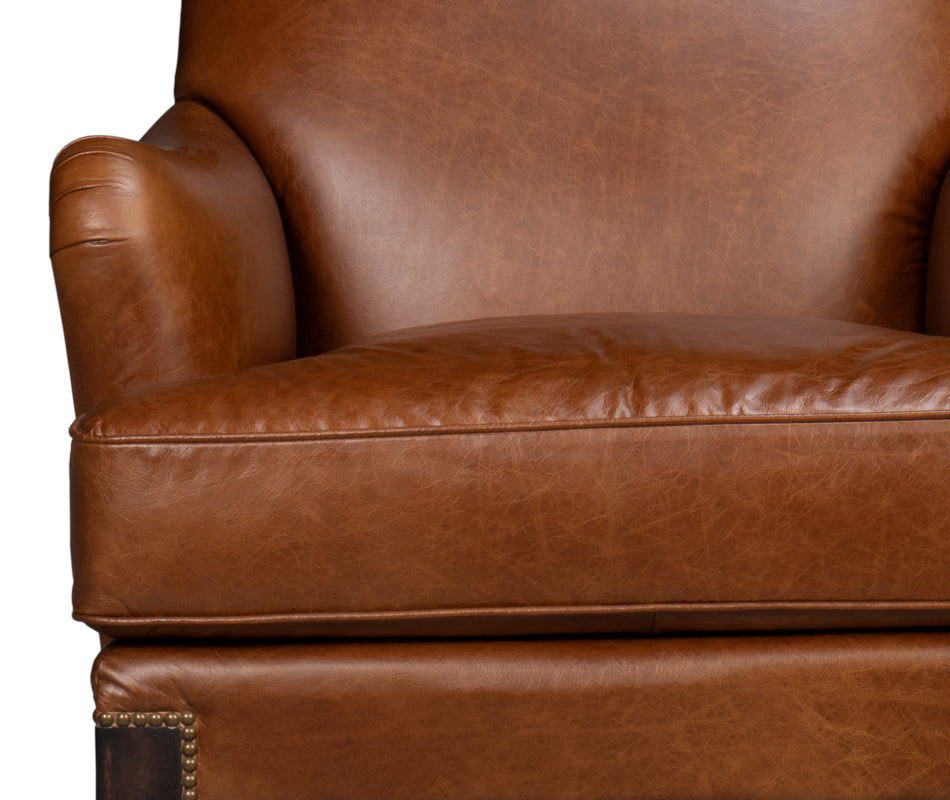 American Home Furniture | Sarreid - Gaston Distilled Leather Chair - Brown