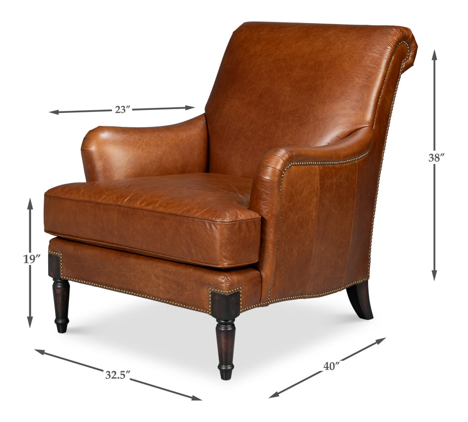 American Home Furniture | Sarreid - Gaston Distilled Leather Chair - Brown