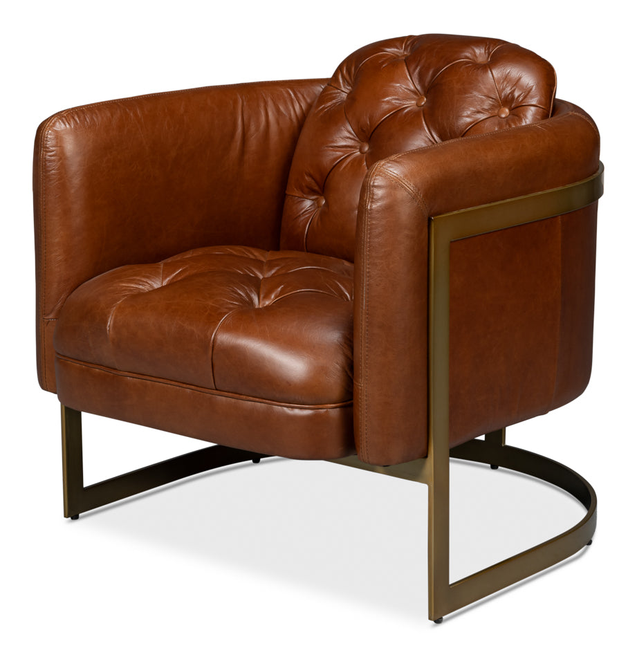 American Home Furniture | Sarreid - Finn Leather Club Chair - Havana Brown