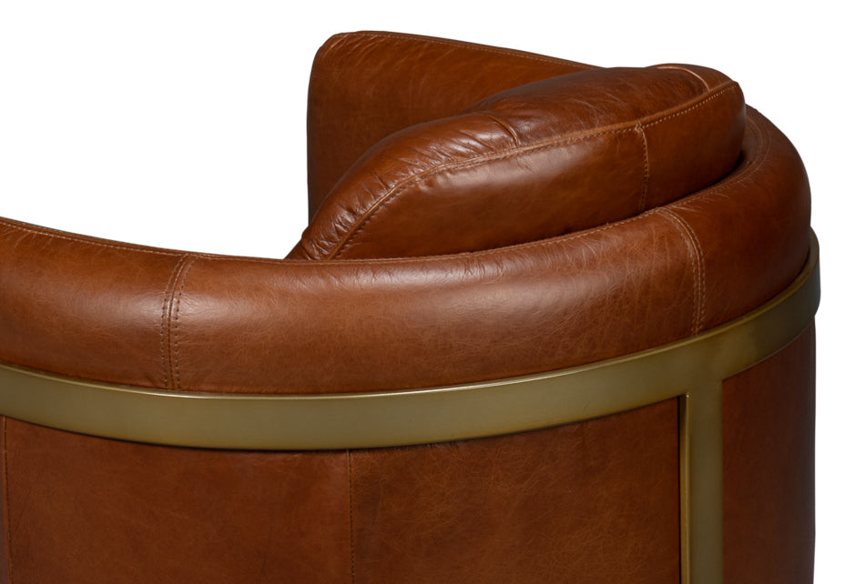 American Home Furniture | Sarreid - Finn Leather Club Chair - Havana Brown