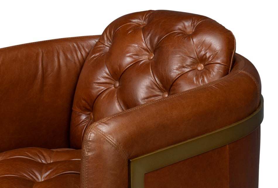 American Home Furniture | Sarreid - Finn Leather Club Chair - Havana Brown