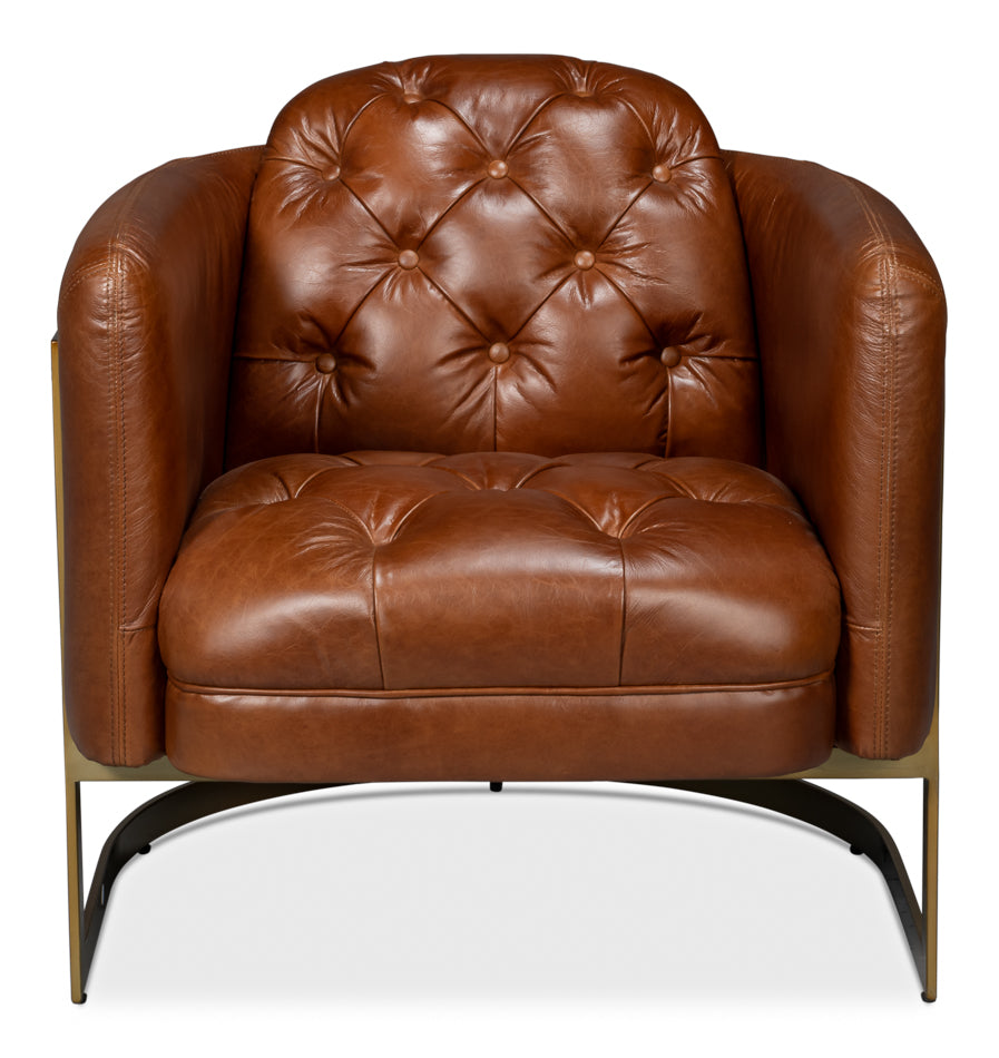 American Home Furniture | Sarreid - Finn Leather Club Chair - Havana Brown