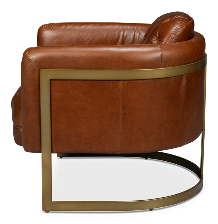 American Home Furniture | Sarreid - Finn Leather Club Chair - Havana Brown