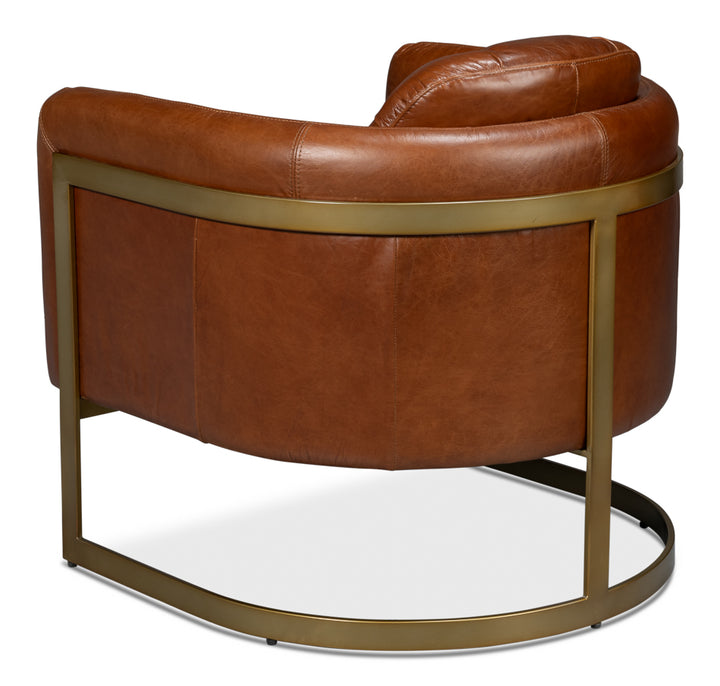 American Home Furniture | Sarreid - Finn Leather Club Chair - Havana Brown