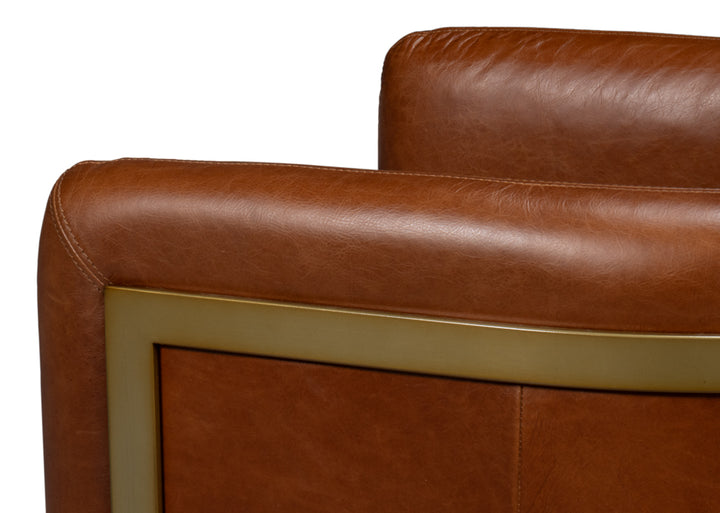 American Home Furniture | Sarreid - Finn Leather Club Chair - Havana Brown